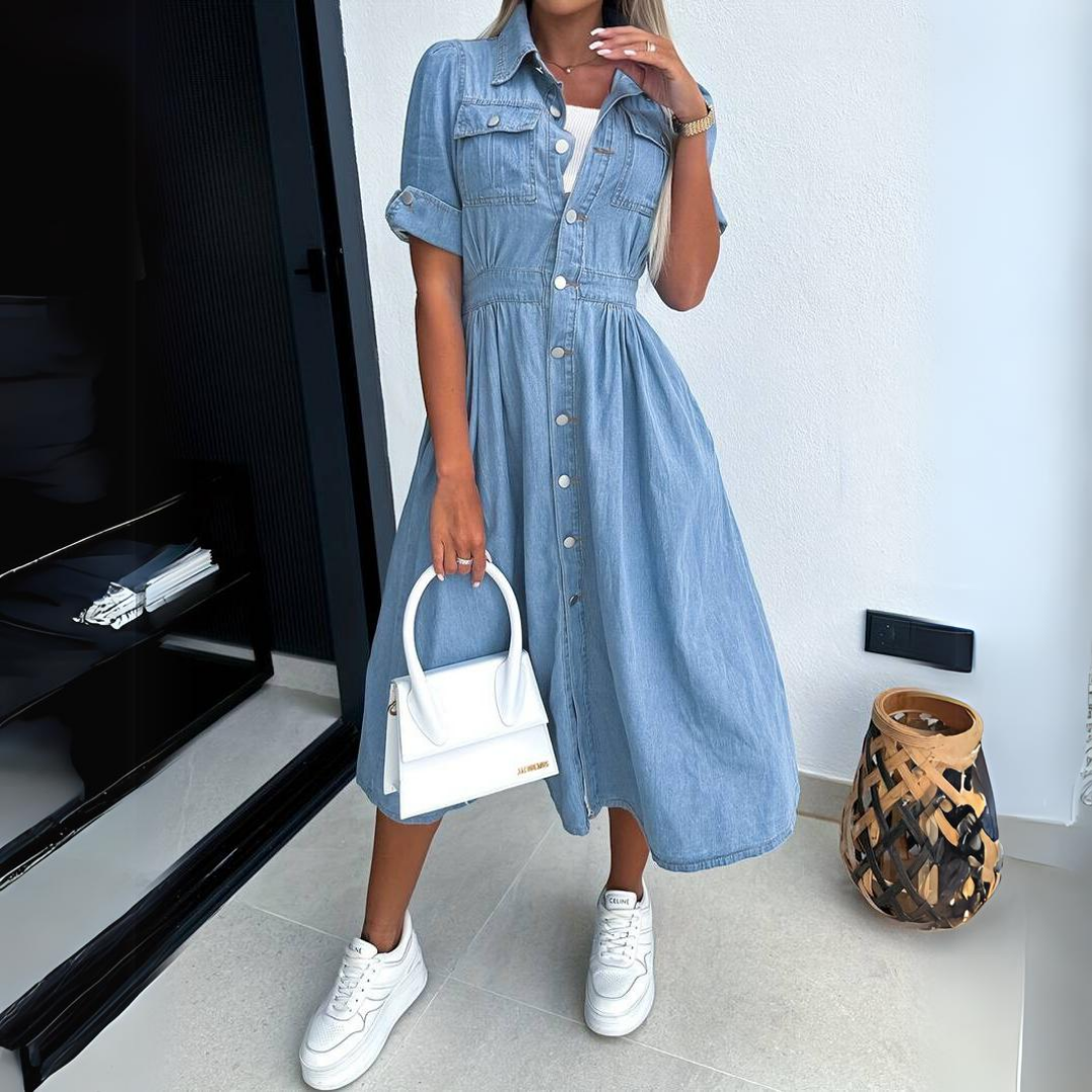 Celina | Denim Midi Dress