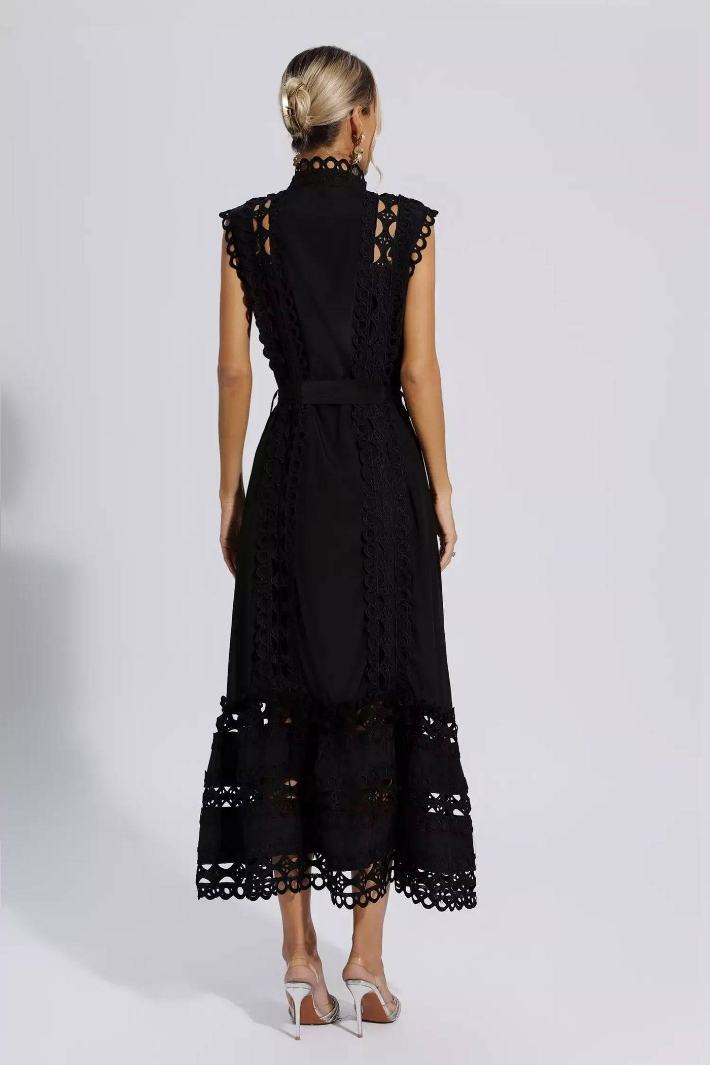 Alina™ | Black Sleeveless Hollow Maxi Dress